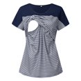 thumbnail image 1 of LNGOOR Chemises de Maternité pour Femmes Grossesse Décontracté Tunique d'Allaitement Blouse Haut Col Rond Rayé Manche Courte Blouse d'Allaitement, 1 of 7