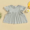thumbnail image 2 of Girl Short Sleeve  Neck Solid Pockets Princess A-Lined Dress, 2 of 8