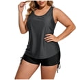 thumbnail image 1 of ShomPort Womens Swim Set 3 Piece Tankini Top and Swim Bra with Side Drawstring Boy Shorts Swimsuits, 1 of 6