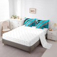 thumbnail image 3 of Leopard Print Bed in a Bag Queen Comforter Set 7 Piece,Zebra Stripes Teal Sriped Patchwork Bedding Sets Cheetah Wild Animal Skin Sheet Set with Comforter, 3 of 5