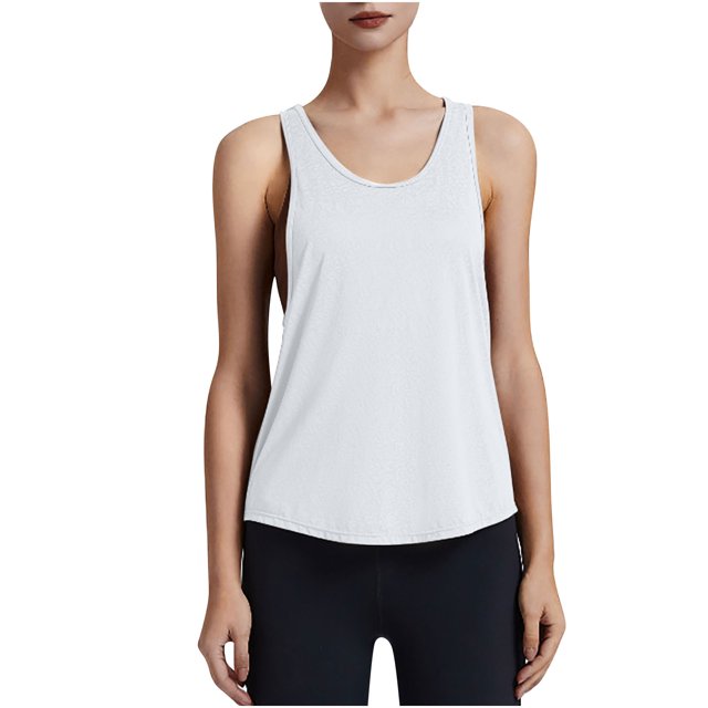 Timegard Tank Tops for Women Scoop Neck Workout Yoga Tops Racerback Athletic Loose Comfy Solid Color Tee