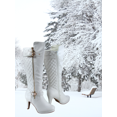 thumbnail image 5 of Bottes à Talons Hauts à Fermeture Éclair à Bout Rond Décontractées pour Femmes Dames (Blanc, 7.5), 5 of 5