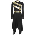 thumbnail image 3 of Hansber Robe de Louange Métallisée pour Femmes à Manches Longues, Ourlet Irrégulier, Tunique, Costume de Performance, Noir, P, 3 of 4