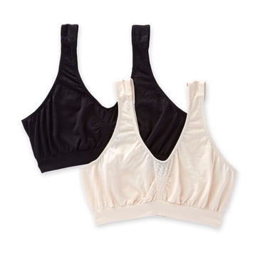 Women's Bali X1J3 Comfort Revolution Microfiber Crop Bra - 2 Pack (Black/Light Beige M)