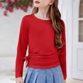 thumbnail image 4 of Plebaso Chemises à Manches Longues pour Filles avec Cordon de Serrage Col Rond Blouses Décontractées Mode Tunique pour Enfants Filles, 4 of 7