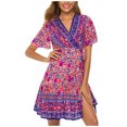 thumbnail image 1 of Birdeem Robes d'Été pour Femmes, Nouvelles, Élégantes, à Col en V, Imprimées, pour les Vacances, 1 of 1
