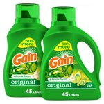 Gain Liquid Laundry Detergent, Original Scent x 2, 45 WL, Freshness + Odor Fighting, High efficiency washing machine iquid cleaning soap