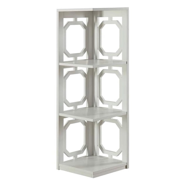 Convenience Concepts Bibliothèque d'Angle à Trois Tablettes Oméga, Fini Bois Blanc