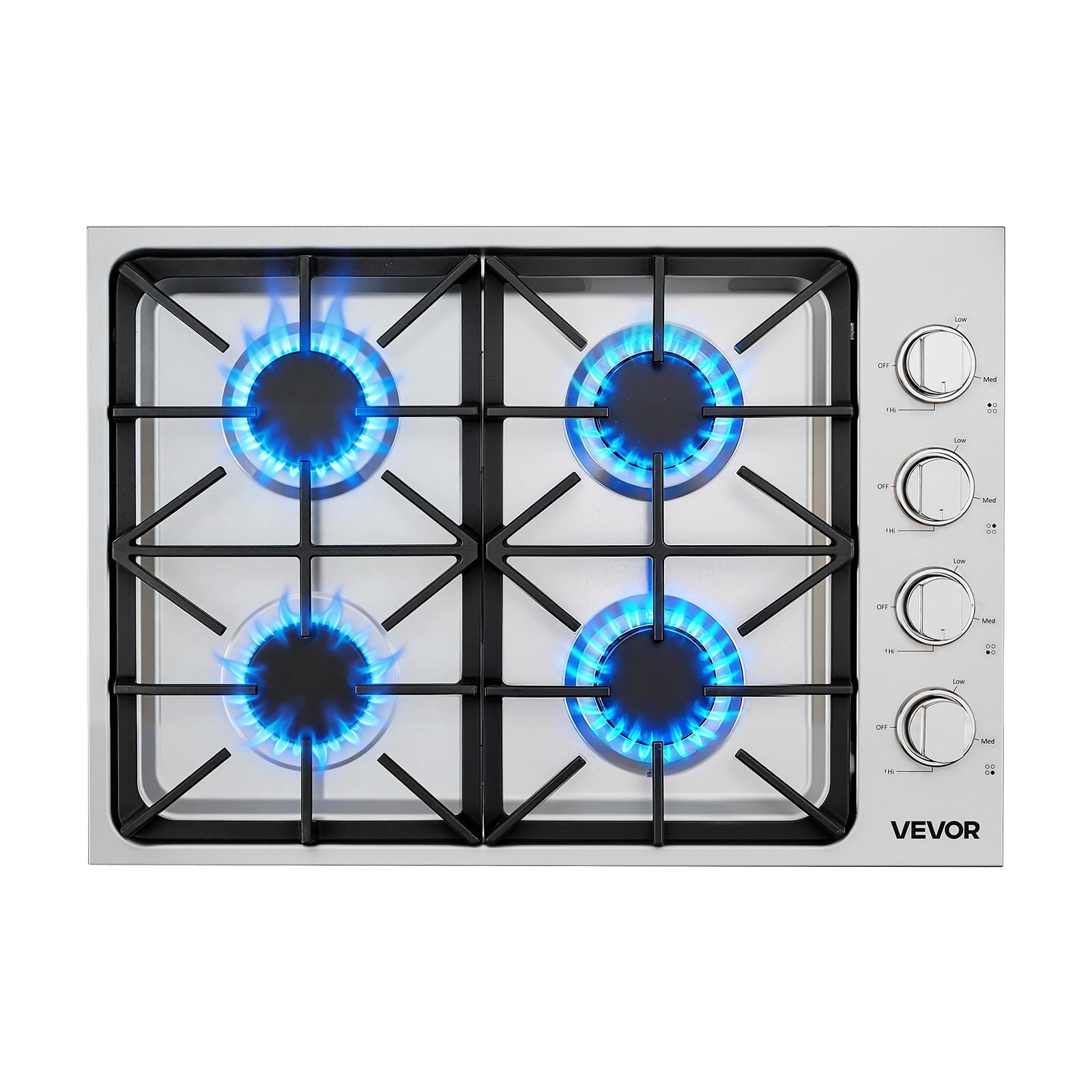 VEVOR Gas Cooktop, 30 inch 4 Burners Gas Stove Top, Max 48000BTU Built-in Stainless Steel Stove Top LPG/NG Convertible Dual Fuel Cooktop Stoves with Sealed Burner