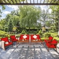 thumbnail image 1 of Costway 8PCS Patio Rattan Furniture Set Acacia Wood Frame Cushioned Sofa Chair Red, 1 of 10