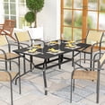 thumbnail image 2 of Outsunny Outdoor Dining Table with Umbrella Hole Patio Dining Table, Black, 2 of 10