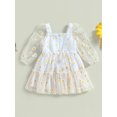 thumbnail image 4 of Fortune Robe Trapèze Princesse pour Bébé Fille Manches Longues en Maille Tulle Robe à Imprimé Marguerites, 4 of 9