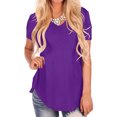 thumbnail image 4 of MAWCLOS Ladies Tee Solid Color T Shirt V Neck Tops Casual Holiday Short Sleeve Tunic Blouse Purple L, 4 of 6