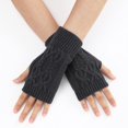 thumbnail image 2 of Ladies Warm Knit Fingerless Gloves Convertible Mittens Fashion Flowers, 2 of 6