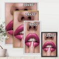 thumbnail image 4 of Designart Pink Woman Lips With Finger On Mouth FLOAT FRAME WALL ART, 4 of 4