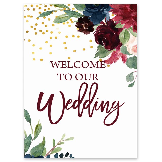 Darling Souvenir MADE WITH LOVE Watercolor flowerLargeWelcomeSign, Decorative PosterWelcomeTo Our Wedding Poster For Easel Wedding Collection- 18x12