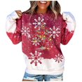thumbnail image 2 of Qertyioot Femmes Hiver Noël Impression Sweat-Shirt, Manches Longues Casual Col Rond Pull Tops de Mode, 2 of 5