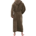thumbnail image 2 of Innerwin Dressing Gown Solid Color Men Wrap Robe Home Hooded Thicken Plush Bath Robes Brown L, 2 of 8