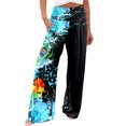 thumbnail image 1 of Pantalon Grand à Taille Élastique Mode Décontractée pour Femmes, Pantalon à Fleurs Colorées Imprimées avec Poches, Pantalon en Lin pour Femmes, Pantalon Habillé Décontracté pour Femmes, Pantalon Extensible Décontracté pour Femmes Grande Taille, 1 of 4