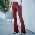 thumbnail image 4 of Pantalon Évasé en Velours Côtelé Uni Taille Haute Extensible à Taille Élastique pour Femmes, Pantalon Pattes d'Éléphant Tendance pour Femmes, 4 of 7