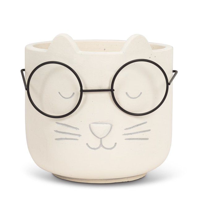 Ensemble de 12 Grands Cache-Pots Visage de Chat avec Lunettes