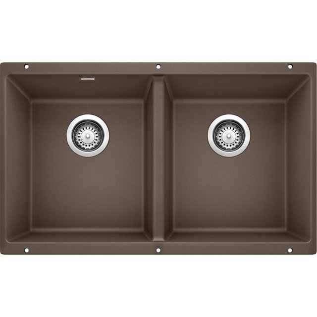 American Imaginations Évier de Cuisine de 32 Po L Homologué CSA pour Café avec 2 Bols, Évier de Cuisine Rectangulaire Encastré en Brun Café avec Deux Bols de Taille Égale et Passoires d'Égouttage en Acier Inoxydable, Convient aux Robinets de Pont et aux Projets de Rénovation de Cuisine.