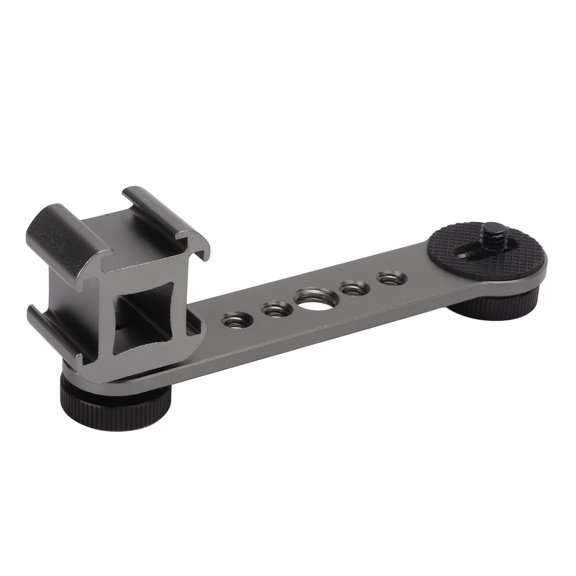 Cold Shoe Mount Adapter, Aluminium Alloy Durable Multi Function Portable Lightweight Wide Adaptability Triple Microphone Mount Extenstion Stable  For Stabilizer Dark Gray