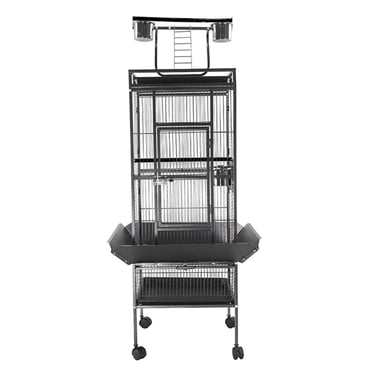 INTBUYING Large Bird Parrot Cage Canary Parakeet Cockatiel Finch Bird Cage Tray Black