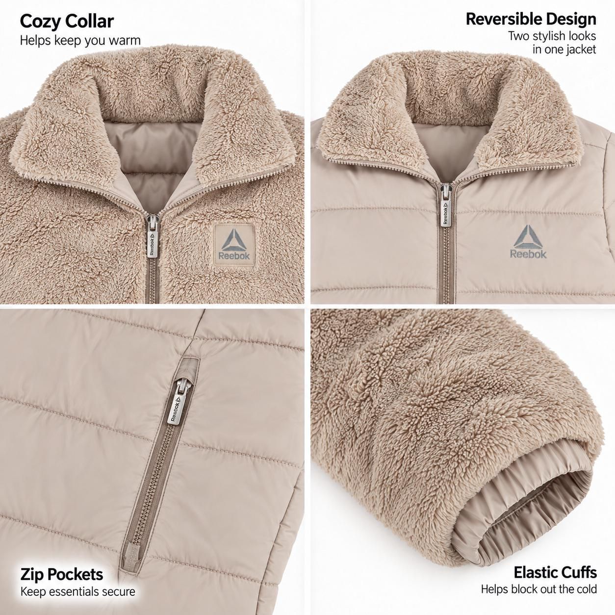 Reebok Women's Mock Neck Puffer Jacket