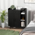 thumbnail image 4 of Gymax Armoire de Rangement au Sol Armoire Autoportante Coffre avec 1 Tiroir 2 Portes 3 Tablettes, 4 of 10