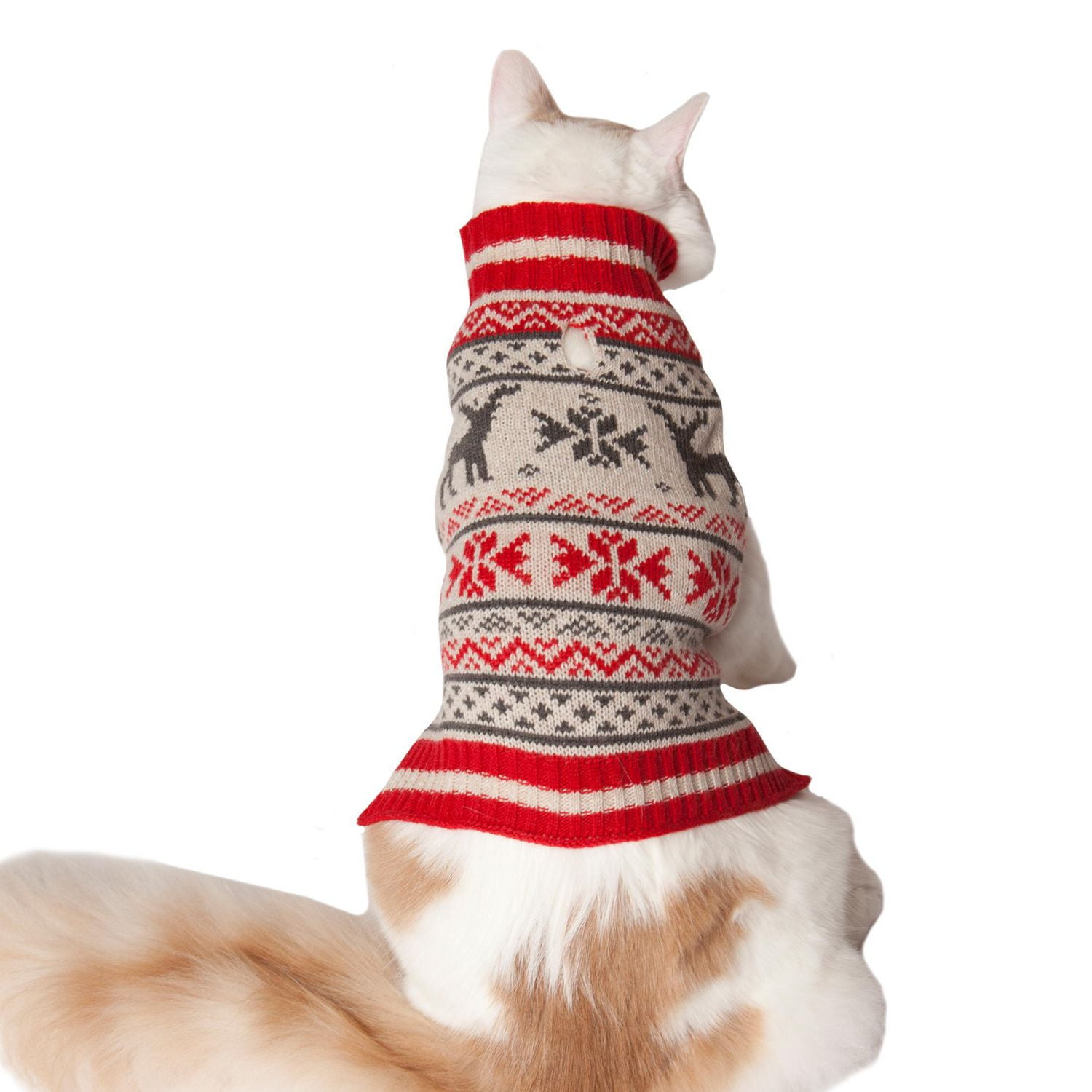 Holiday Time Pull pour chien rouge Moose Fair Isle