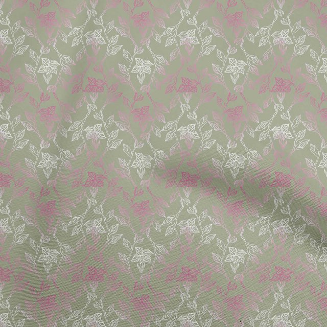 oneOone Rayon Pear Green Fabric Leaves Sewing Material Print Fabric By The Yard 56 Inch Wide-aC