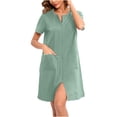 thumbnail image 2 of Timegard Nightgown for Women Sleepwear Zipper Robe Short Sleeve Comfy Short House Dress with Pockets, 2 of 8
