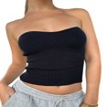 thumbnail image 1 of Women Ribbed Bandeau Tube Tops Solid Color Y2K Sleeveless Backless Off-Shoulder Crop Tops Streetwear White XL, 1 of 8