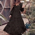 thumbnail image 4 of Jienlioq Robe pour Femmes Liquidation Femmes Mode Décontractée Mousseline Ajustée Col en V Grand Pendentif Manches Longues Robe Fleurie, 4 of 9