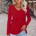 thumbnail image 2 of FAIWAD Women's V Neck Long Sleeve Tunic Tops Casual Solid Color Basic Lightweight Pullover Tops, 2 of 5