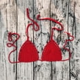 thumbnail image 4 of Hemlock Solid Color Hand Crochet Bikini Tops, Solid Color Hand Crochet Bikini Top, Euramerican Style, Summer Swimsuit, Red Euramerican Swimsuit, Red M, Size S-L, 4 of 4