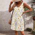 thumbnail image 1 of Ovzne Robes pour Femmes Robe de Plage Mode d'Été pour Femmes Imprimé Poche Sans Manches Robe à Col en V Robe de Printemps Imprimée Liquidation, 1 of 7