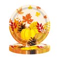 thumbnail image 2 of Amzcrzy Paper Tableware Thanksgiving Paper Plates Festive Fall Pumpkin and Maple Leaves Pattern Disposable Tableware for Fall Harvests Party Christmas Decorations Halloween Decorations Fall Decor, 2 of 6