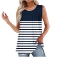 thumbnail image 1 of UPPADA Camisoles Mignonnes pour Femmes Tendance Col Rond à Fleurs Hauts d'Été Sans Manches Blouses Chic Décontracté Débardeurs Graphiques Bleu Marine,P, 1 of 5