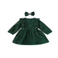 thumbnail image 4 of MesaSe Robe en Velours Côtelé à Volants Manches Longues Bandeau Robes Enfants Rouge Vin 6-12 Mois, 4 of 9