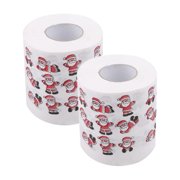 Vwrxbz Christmas Toilet Paper - Printed Roll with Wood Pulp 2-Ply, Household Bath Tissue, Santa Pattern Decor, 1 Roll
