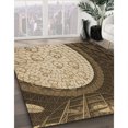 thumbnail image 3 of Ahgly Tapis d'Intérieur Lavable en Machine Carré Transitionnel Marron, 6 Pieds Carré, 3 of 7