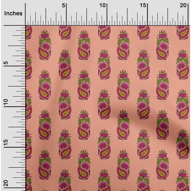 oneOone Cotton Poplin Fabric Leaves|Floral & Paisley Block Print Fabric BTY 42 Inch Wide