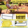 thumbnail image 4 of Gymax 2PCS Tanning ChairFolding Beach Lounge Chair w/5-Position Adjustable Backrest Yellow, 4 of 10