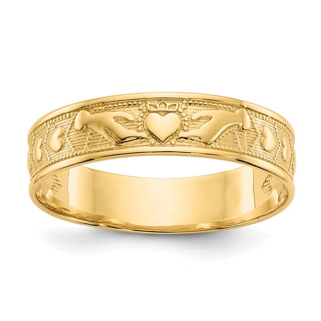 Bague Claddagh Polie en Or Jaune 14K