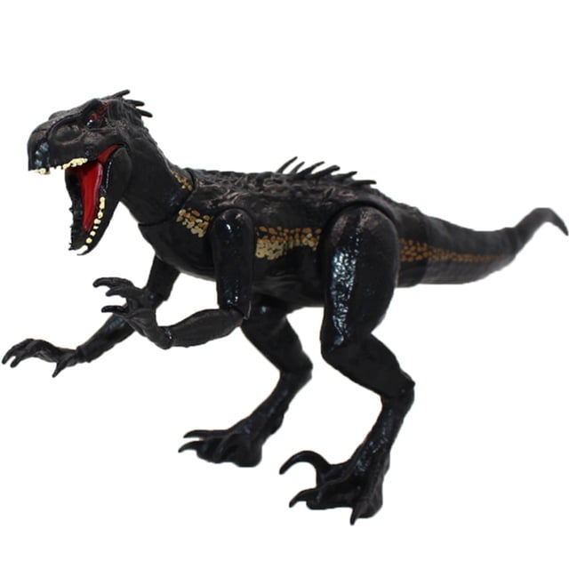 15cm Dinosaurs Toy Joint Movable Action Figure Classic Toys For Kids. This PVC action figure features a tyrannical dinosaur design with a black body, gold detailing, and red accents in the mouth. The figure has movable joints for dynamic posing and measures 15cm in size. Suitable for children and collectors.