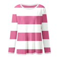 thumbnail image 5 of WEIYLL T-Shirt pour Femmes à Manches Longues à Rayures Col Ras du Cou à Blocs de Couleur Hauts Roses Tailles G, 5 of 5