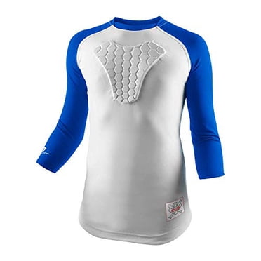 McDavid MD7630-0203-15 HEX Sternum Raglan 3/4 Shirt White/Royal Youth-XL