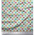 thumbnail image 1 of Soimoi Green polyester Crepe Fabric Donuts Food Print Sewing Fabric Yard 52 Inch Wide, 1 of 5